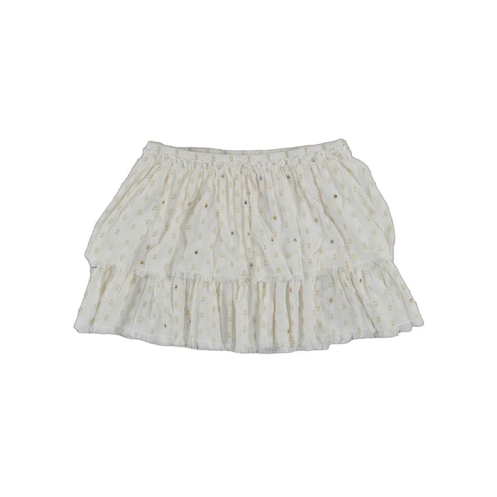 Vineyard Vines Flounce Tiered Skirt Women's‎ Size Large White Gold Metallic Mini